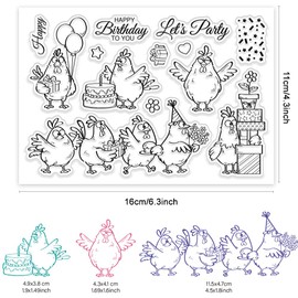 CHGCRAFT Cartoon Funny Chicken Birthday Clear Stamp Custom Silicone Clear Stamps for DIY Scrapbooking Photo Album Decorative Cards Making, Chick, 6.3X 4.33x 0.12inch