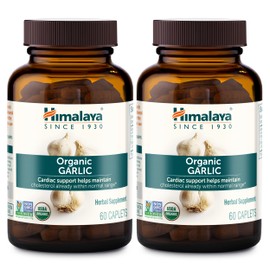 Himalaya Organic Garlic, For Lipid Metabolism and Immune Support, 1,400 mg, 60 Caplets, 1 Month Supply, 2 Pack