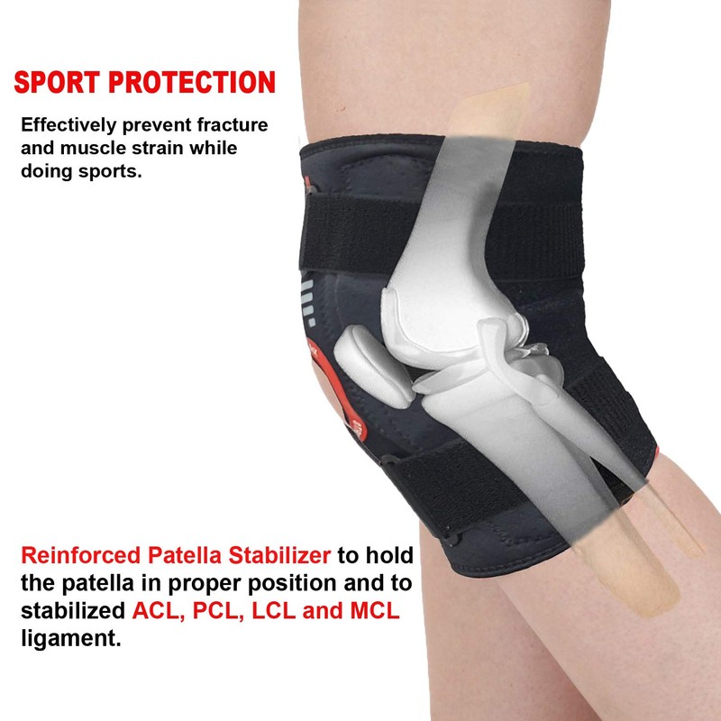 Knee Support Hinged Brace Adjustable Neoprene Elasticated Support Sleeve Open