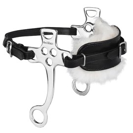 HILASON Side Stainless Steel Horse Hackamore Bit W/Black Leather