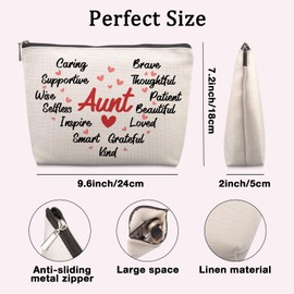 Lcoanriut Aunt Gifts Birthday Gifts for Aunt Travel Cosmetic Bag Best Aunt Ever Gifts for Aunt Birthday Mothers Day Christmas Thanksgiving Aunt Gifts for Aunts From Niece Cute Makeup Bag