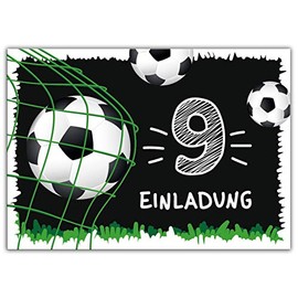 10 Invitation Cards for 9th Children's Birthday Ninth Birthday Boys Football