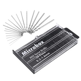 Bestgle Ultra Fine Micro Drill Blade Set, 0.01 - 0.06 inches (0.3 - 1.6 mm), Carbide Drill, Precision Drill, HSS Steel, Replaceable Drill, Set of 20, PCB Engraving Drill, DIY, Woodworking, Mini Router Bit Set