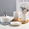 Bathroom Accessories Set with Embossed Design 4PCS, Ceramic White Bathroom