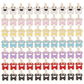 CHGCRAFT 70 Pieces 7 Colours Enamel Charms for Jewellery Making Alloy Cloth Shaped Charms Pendant for Bracelet Necklace Earring Handcraft Making, enamel