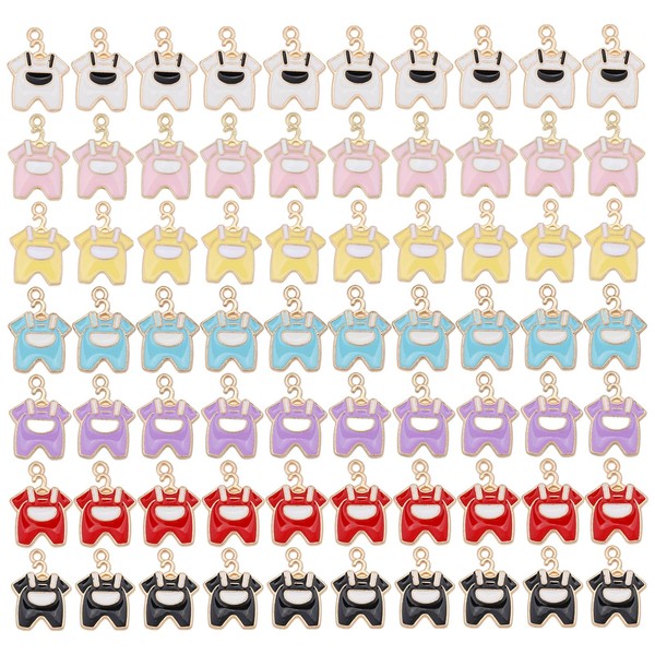 CHGCRAFT 70 Pieces 7 Colours Enamel Charms for Jewellery Making