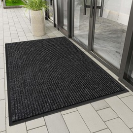HOMEK Indoor Outdoor Door Mat, 8' x 4' Doormat for Entryway, Rubber Backing Non Slip Front Door Mat Outside Entrance, Super Absorbent Commercial Floor Mat for Home Office, Black