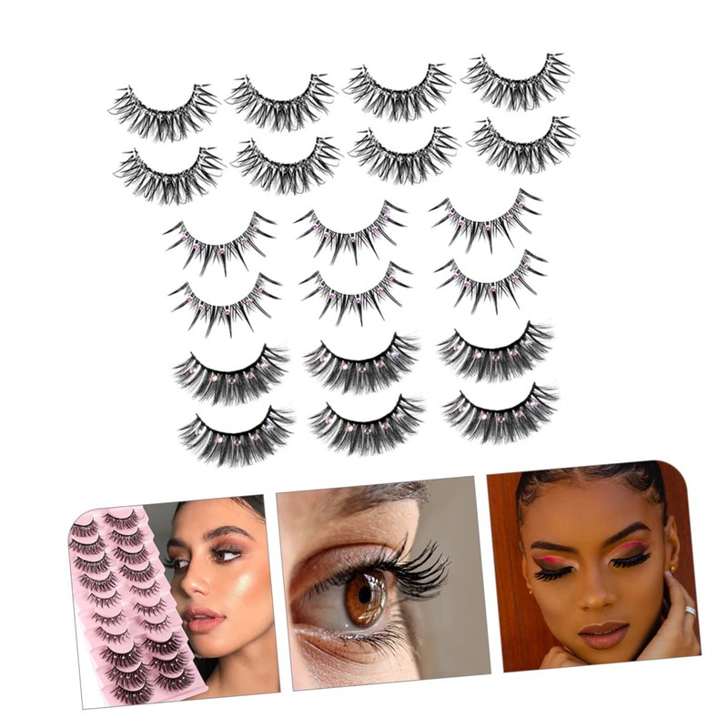 VICASKY 10 Pairs Fake Eyelashes with Rhinestones Look Lashes for