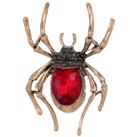 Rhinestone Brooch Spider Vintage Brooches - Women Girls Red Crystal Pin Female Scarf Clip Corsage Lapel Jewelry Clothing Accessory Novelty Pins UB3130