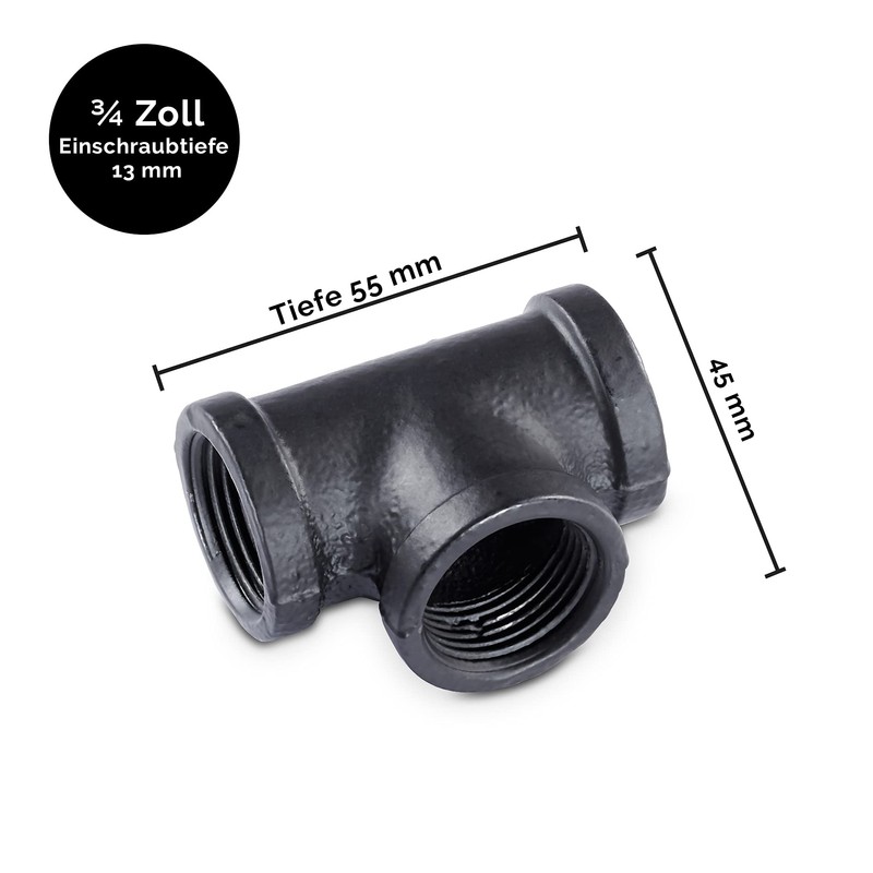 pamo Malleable cast iron fitting T-connector - 3/4 inch for