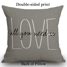 Smooffly 45X45cm Pillow Case Grey Love is All You Need His and Her Love Script Heavy Weight Fabric Cushion Cover Pillow Case Decorative 18 x 18 Inches Outdoor Couch Sofa Pillowcase