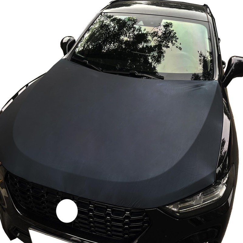 Black Car Cover 3.3X5FT/6X7FT 100 Percent Polyester,Engine Flag, Elastic Fabrics