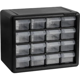 Akro-Mils 16-Drawer Plastic Drawer Storage Cabinet for Garage Organization, Beads, Makeup Organizer, Building Bricks Storage, Teacher Toolbox, 10-1/2-Inch W x 6-1/2-Inch D x 8-1/2-Inch H, 10116 Black