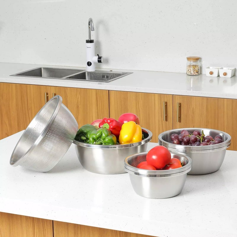 Paoli 304 Stainless Steel Microporous Colander, 4.5QT Large Capacity with