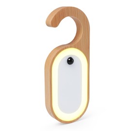 LANDGOO Message Motion Sensor Light, Portable Doorknob Memo Board Night Light with Stickers, Wooden Battery Rechargeable Warm LED Lamp for Bedroom Bathroom, Hanging Doorhandle Lighting, 1Pack