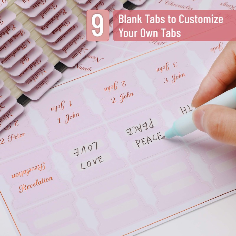 Mr. Pen- Bible Tabs, 75 Tabs, Baby Pink, Bronze Foil