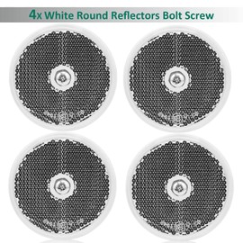 DARKGUARD 4 x Round Reflectors White Diameter 60 mm Approved, Reflector Circular Blanco, Safety Reflection for Trailer Caravan Gate Post (White - Round-Screw-4 Pieces)