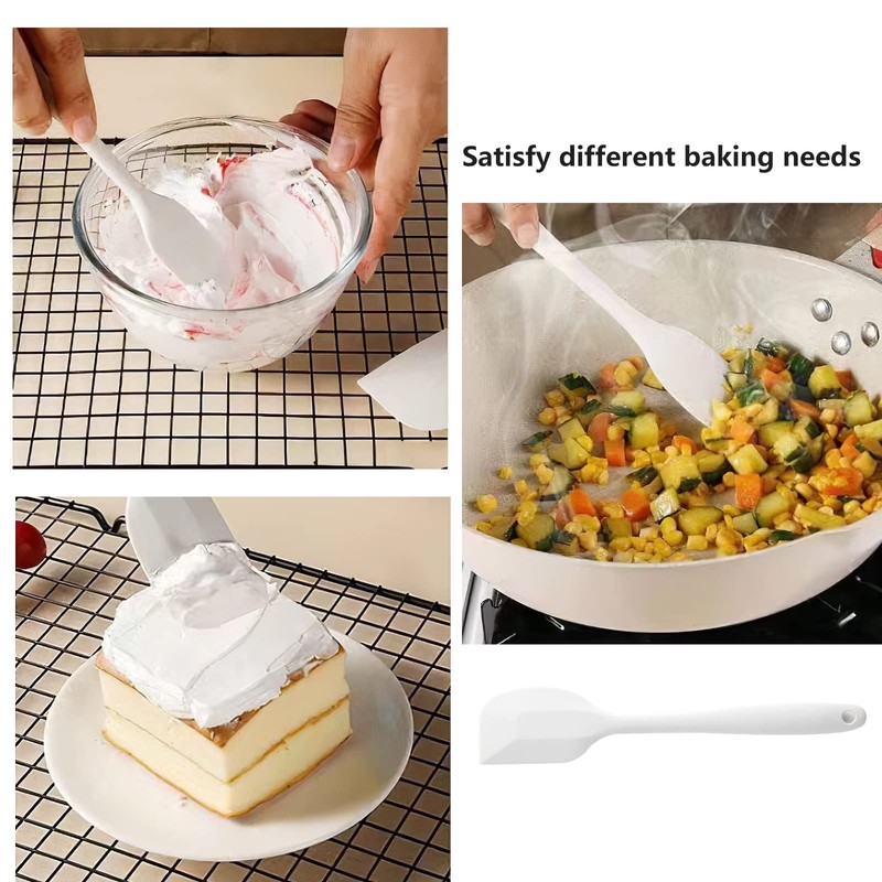 DUFEIMOY White Silicone Spatula for Cooking Heat Resistant, 10.8In Small