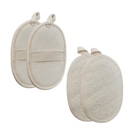 Relaxdays Loofah Sponge Set of 4 for Body & Face, Gentle Exfoliating and Deep Pore Cleansing, Shower Sponge, Beige