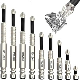 9pcs Strong Magnetic Screwdriver Drill Bit Set, Durability Screwdriver Drill Bit Set, Anti-Slip Magnetic Electric Screwdriver Set, 25 50 65 70 75 90 100 120 150mm