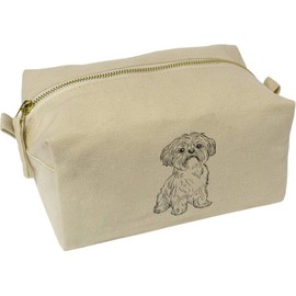'Shih Tzu Dog Sitting' Canvas Wash Bag/Makeup Case (CS00042001)