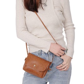 Donally Women's Shoulder Bag, Crossbody Bag, Mini Pouch, Pochette, Small, Lightweight, Leather, gray