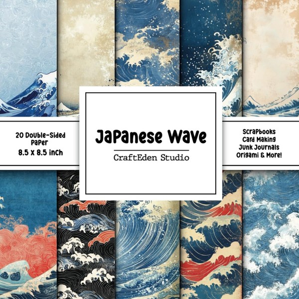 Japanese Wave Scrapbook Paper: Decorative Double-Sided Craft Papers For Junk
