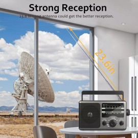 Jazmm AM FM Portable Radio Battery Operated Radio by 4X D Cell Batteries Or AC Power T