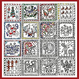 Design Works Crafts Zenbroidery Printed Fabric Pack-12 Days of Christmas, Cotton, Multi-Colour, 25.5 x 25.5 x 0.1 cm