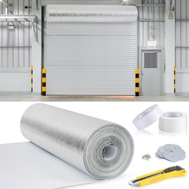 Tandefio Roll up Garage Door Insulation Kit for Cooling Metal Buildings White Reflective Foam Aluminum Foil Summer Barrier Warehouse Insulation Panels for 2 Doors 10'x10' or Large(40 in X 78.7 ft)