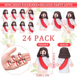 Barydat 24 Set Prefilled Easter Eggs with Mini Jesus Figurine Easter Eggs with Toys Inside Little Jesus Tiny Jesus Doll for Easter Hunt Fillers Easter Basket Stuffers Gifts Party Favors(Red)