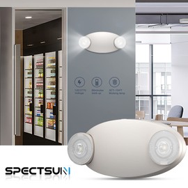 Spectsun Lighting 1 Pack LED Emergency Light with Battery Backup-Adjustable 2 LED Bug Eye Head Emergency Lighting -UL Certified 120-220VAC Emergency Exit Lighting Fixtures for Business/Home.
