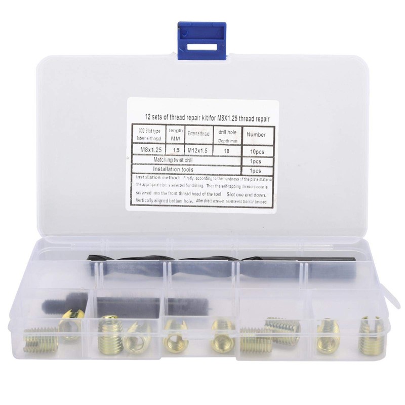 12pcs Thread Repair Kit Zinc Plated Carbon steel M8 x