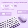 MIKIBY i68 Wireless Typewriter Keyboard and Mouse Combo,Purple Keyboard with
