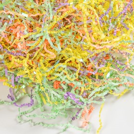 Gloreyan 1LB Easter Grass Crinkle Cut Paper Shred, Iridescent Easter Raffia Paper Shred Filler Grass for Gift Wrapping Basket Filling Birthdays Weddings Party Supply