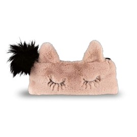 Stylex 47157 - Pencil Case made of rose-coloured plush, in cat design, approx. 20 x 8 cm, cuddly soft, ideal for pens or make-up utensils