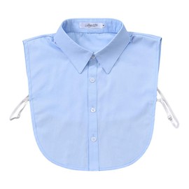 Joyci Men's Fashion OL False Collar Solid Color Lapel Half Shirt Fake Collar (Blue)