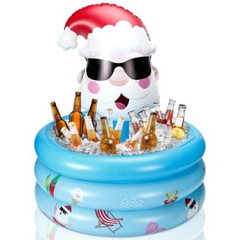 Bencailor Christmas in July Part Decoration Inflatable Santa Coolers Blow up PVC Cooler Summer Cool Floating Ice Serving Bar Tray for Sports Game Drink Beer Beverage for Birthday Party Supplies