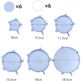 12 Piezas Tapas De Silicona Elasticas Reutilizables, Adecuado Para Contenedores De Todo Tipo De Tamaños, Se Puede Usar En Lavavajillas, Microondas y Refrigeradores