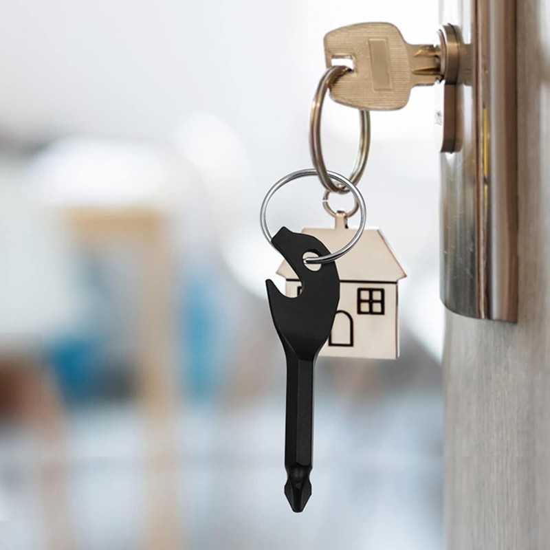 Black Compact Keychain Multifunction Tool Stainless Opener Screwdriver Mini Pry