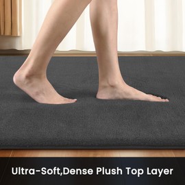 Sour Lemon Rugs Living Room 60x120cm, Dark Grey Shaggy Fluffy Rug, Short Pile Soft Runner Rugs, Anti-Slip Washable Area Rug for Bedroom, Modern Floor Carpets for Kids Living Room Hallway Entryway
