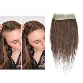 viviaBella human hair bald spot hair patch toupee scar human hair replacement hairline loss straight Tape for men and women (Medium Brown, 0.78"*3")