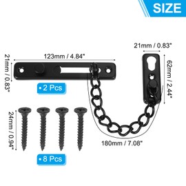 MECCANIXITY 2 Pcs Door Chain Lock, Door Lock Latch Door Guard with Chain Latch for Home Security Front Doors Inside Doors with 8 Pcs Screws for Home Bedroom Hotel Apartment, Black