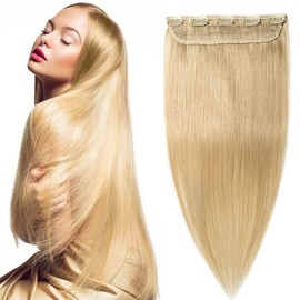 12 inch Clip in Hair Extension Human Hair One Piece #613 Bleach Blonde (40g)
