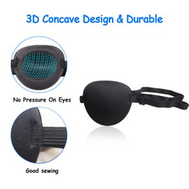 2PCS Eye Patch, Adjustable Soft Eye Patches for Adults and Kids,Medical Eyepatch,Amblyopia Lazy Eye Patches for Left or Right Eyes, Black