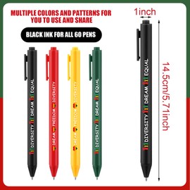 Fullhawl 60 Pcs Black History Month gifts Ballpoint Pens Bulk Diversity Dream Freedom Equal Quote Ink Pens Black History Month Party Favors for Men Women African American Celebration