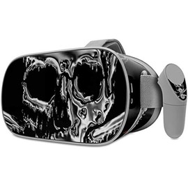Decal Style Skin Wrap Compatible with Oculus Go Headset - Chrome Skull on Black (Oculus NOT Included)