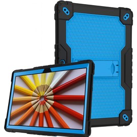 Doemoil Case for 10 inch Pritom M10/quntiCO Y10/Digiland DL1036/Gateway/Voger priorpad X100 /VUCATIMES N10/ Fivahiva 10 inch Tablet Case with Kickstand Rubber Hybrid Protective Case (Black/Blue)