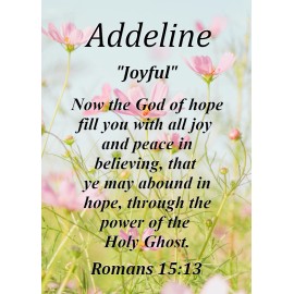 Addeline "Joyful" Keepsake Name Meaning Card with Bible Verse