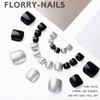 Florry Black Toe Nails Short Glossy Press on Toenails Square